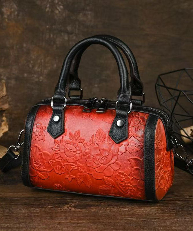 Sac fourre-tout unique en cuir de veau gaufré rouge - Amawinc