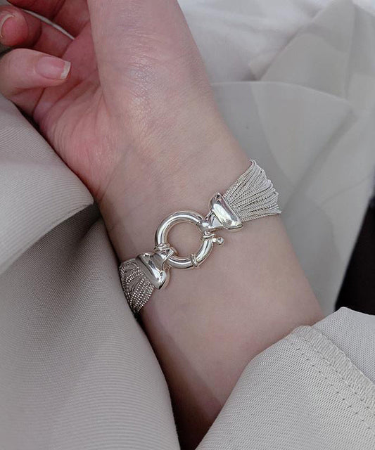 Bracelet chaîne unique en argent 925 et soie - Amawinc