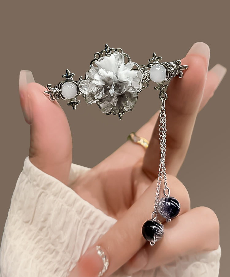 Épingle à cheveux unique en soie, argent sterling et jade - Amawinc