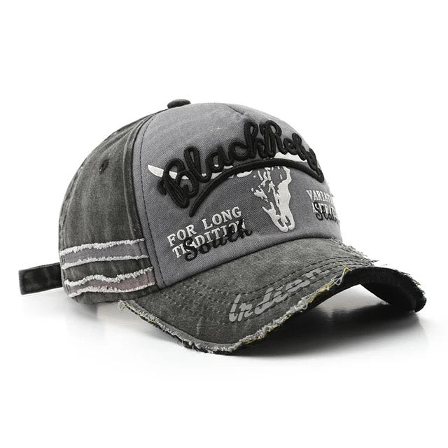 Casquette Trucker Black Rebel En Coton Avec Lettres Brodées Et Détails Usés Réglable Snapback