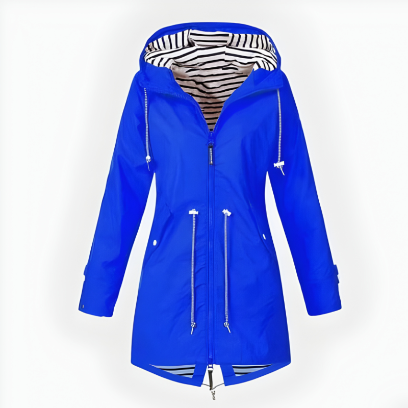 Imperméable Long pour Femme avec Capuche Coupe Vent Étanche Pluie Élégante et Moderne