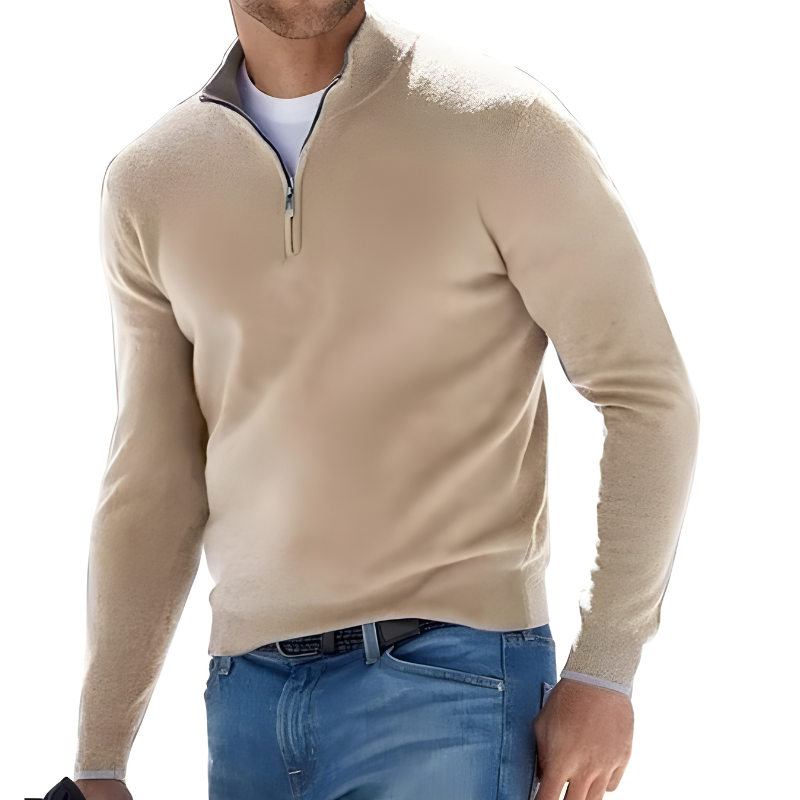 Pull Zippé en Cachemire Homme Amawinc Confort Polyvalent Bureau Voyage Détente Exclusif
