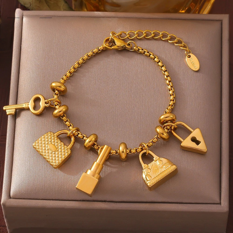 Aurelia Gold-Plated Charm Bracelet - Amawinc