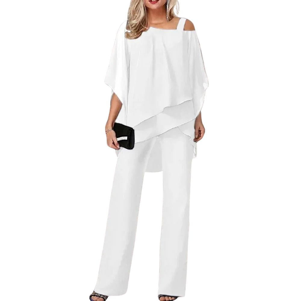 Costume Pantalon Féminin Festif En Chiffon Élégant Pour Femmes Pour Réunions Professionnelles Et Célébrations