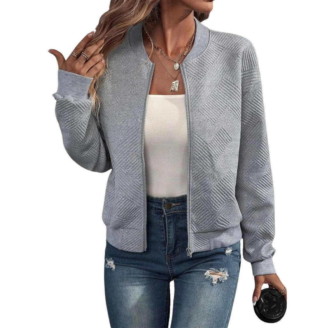 Veste Bomber Zippée Pour Femme Légère Et Confortable En Polyester Doux Pour Tous Les Jours
