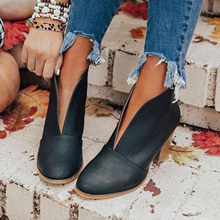 Bottines Femme V Coupe Chic Et Confortables Pour Tous Les Jours Idéales Avec Jeans Ou Robes Amawinc