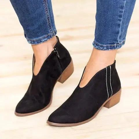 Bottines Noires À Coupe En V Pour Femmes Élégantes Et Confortables Pour Le Quotidien