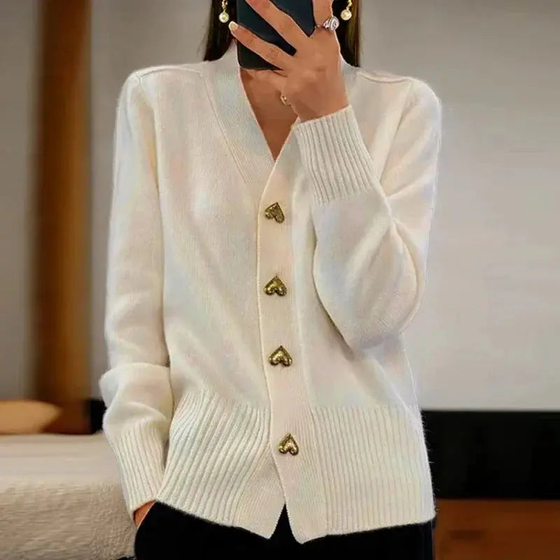Cardigan Col V Pour Femme Chic et Confortable Pour Une Tenue Polyvalente Quotidienne