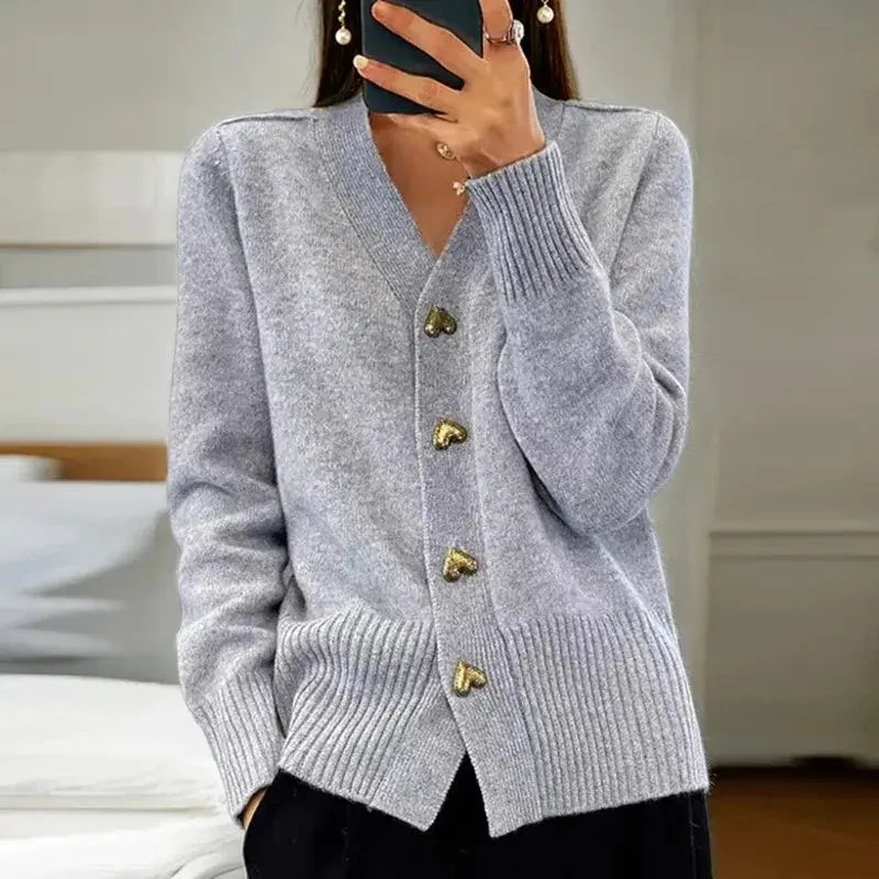 Cardigan Col V Pour Femme Chic et Confortable Pour Une Tenue Polyvalente Quotidienne