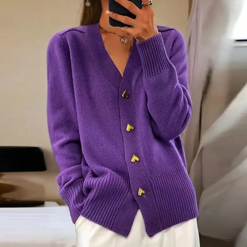 Cardigan Col V Pour Femme Chic et Confortable Pour Une Tenue Polyvalente Quotidienne