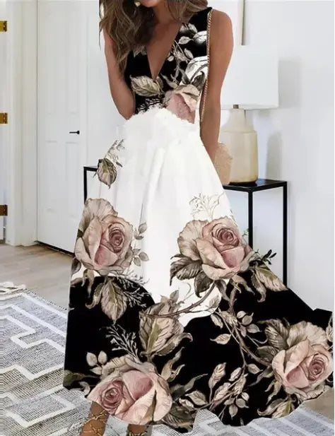 Robe Midi À Encolure V Pour Femmes Amawinc Élégante Et Polyvalente Pour L'Été Pour Occasions Spéciales