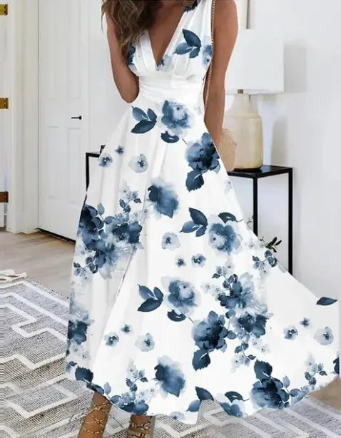 Robe Midi À Encolure V Pour Femmes Amawinc Élégante Et Polyvalente Pour L'Été Pour Occasions Spéciales