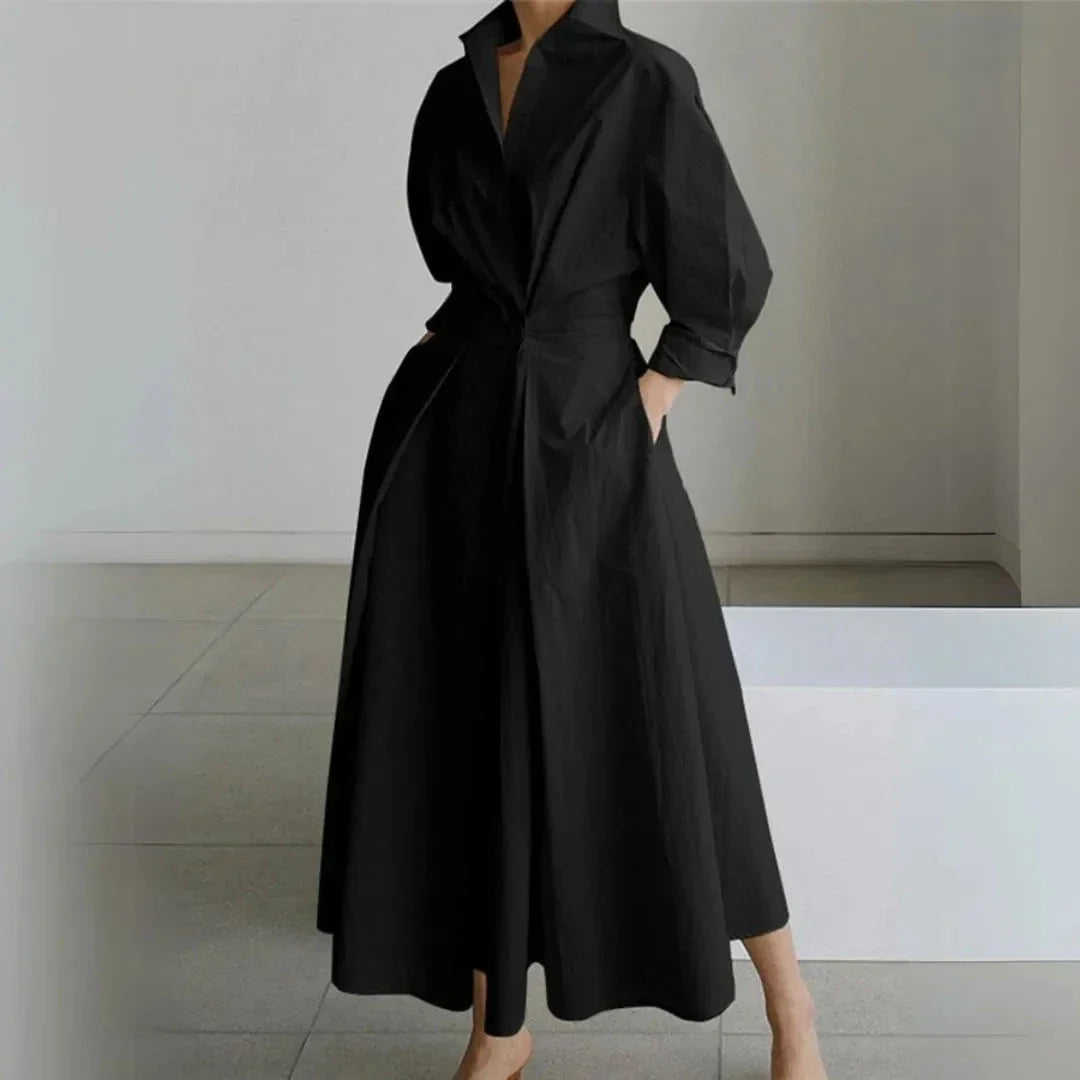Robe Chemise Valencia à Manches Longues Cintrée Waylynn Bureau Brunch Voyage Élégante Polyvalente