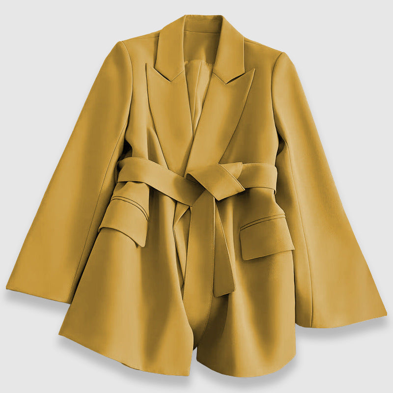 Valentina Rossi Blazer Chic Luxe Ceinturé Col en Revers Élégant Veste Tailleur Vibrante Bureau et Occasions