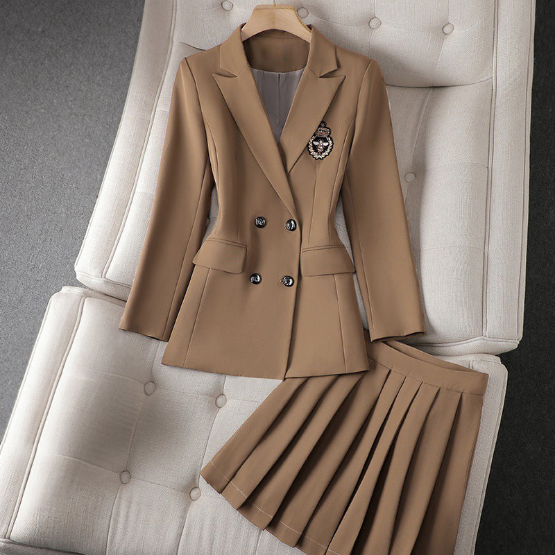 Ensemble Valentina Rossi Divine Couture Blazer Double Boutonnage Et Jupe Plissée Courte Chic