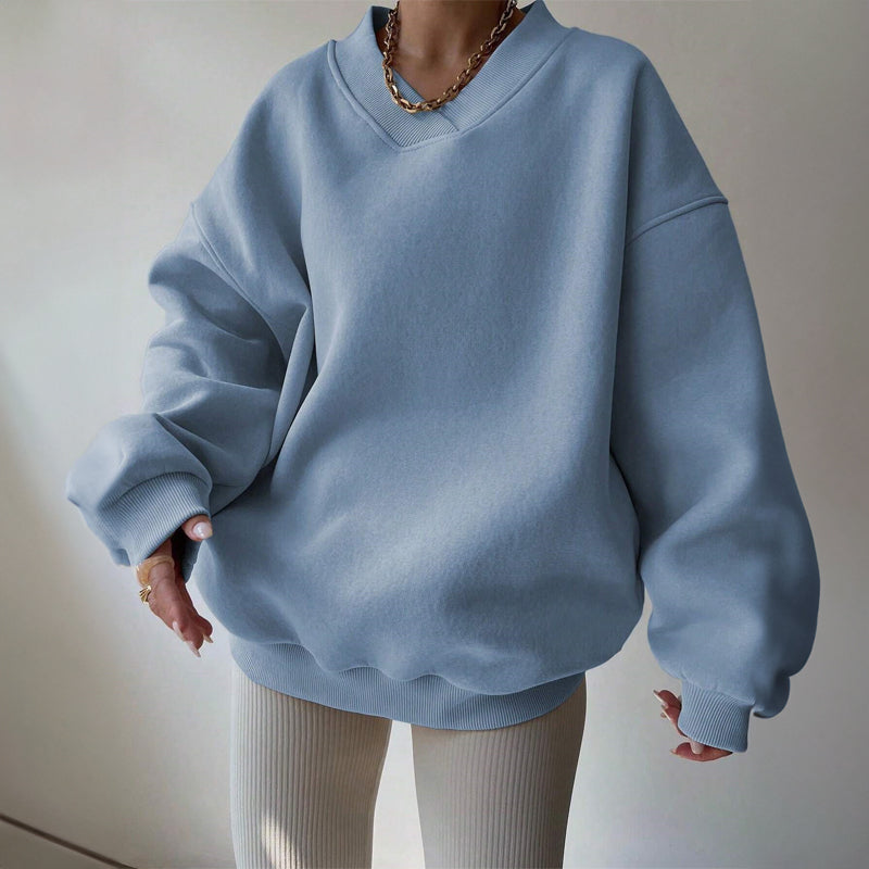 Valentina Rossi Pull Élan Aura En Maille Coton Doux Pastel Oversize Avec Col V Et Poignets Côtelés