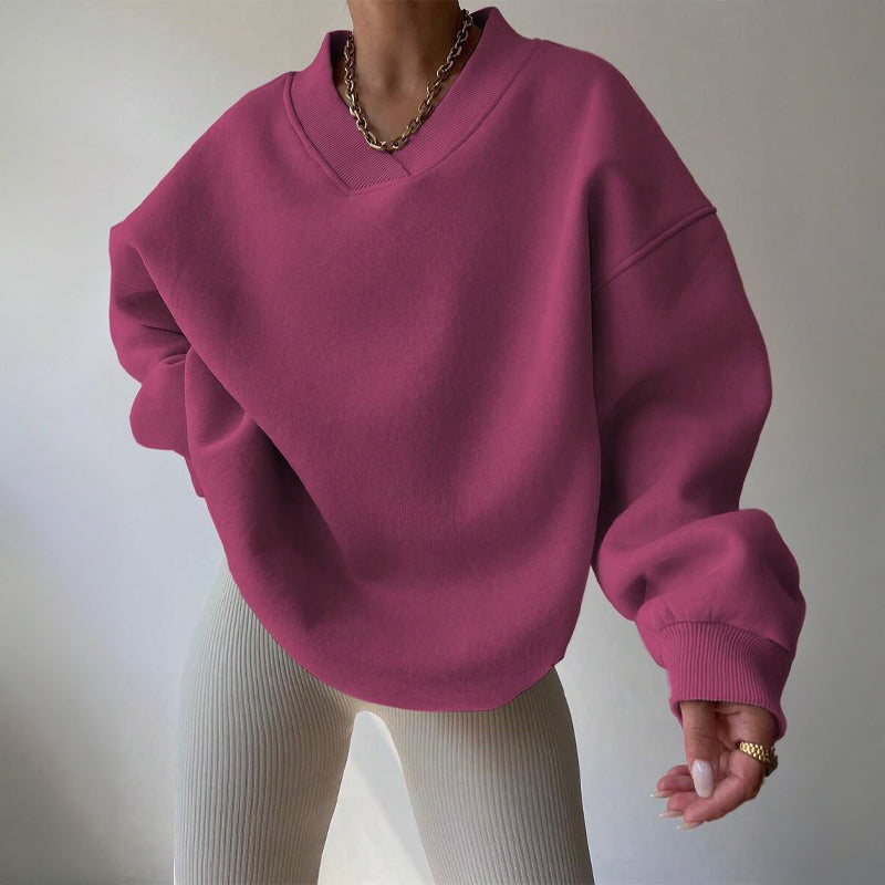 Valentina Rossi Pull Élan Aura En Maille Coton Doux Pastel Oversize Avec Col V Et Poignets Côtelés