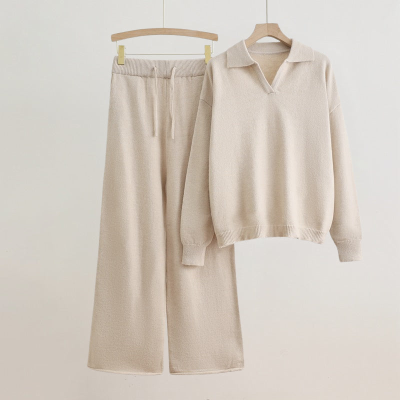 Ensemble Dahlia Élégant Valentina Rossi Pull à Manches Longues Coupe Décontractée et Pantalon Large