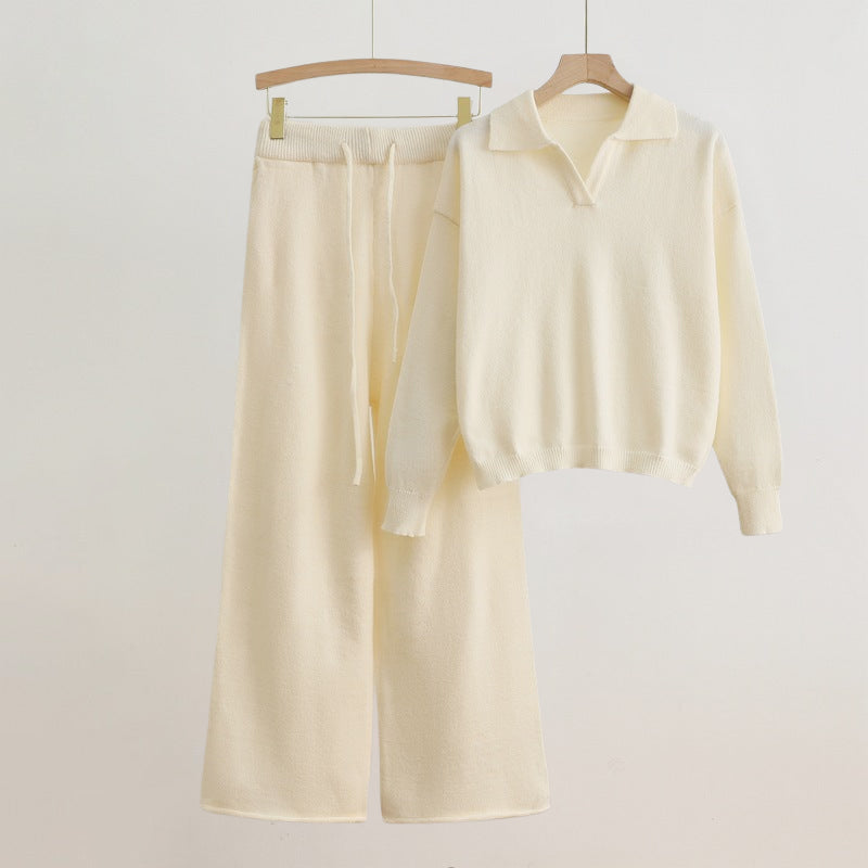 Ensemble Dahlia Élégant Valentina Rossi Pull à Manches Longues Coupe Décontractée et Pantalon Large