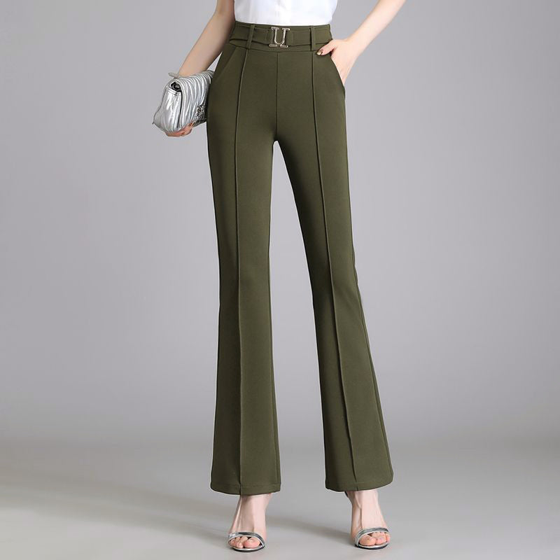 Valentina Rossi Pantalon Évasé Élégant À Taille Haute En Tissu Mélange Légèrement Extensible