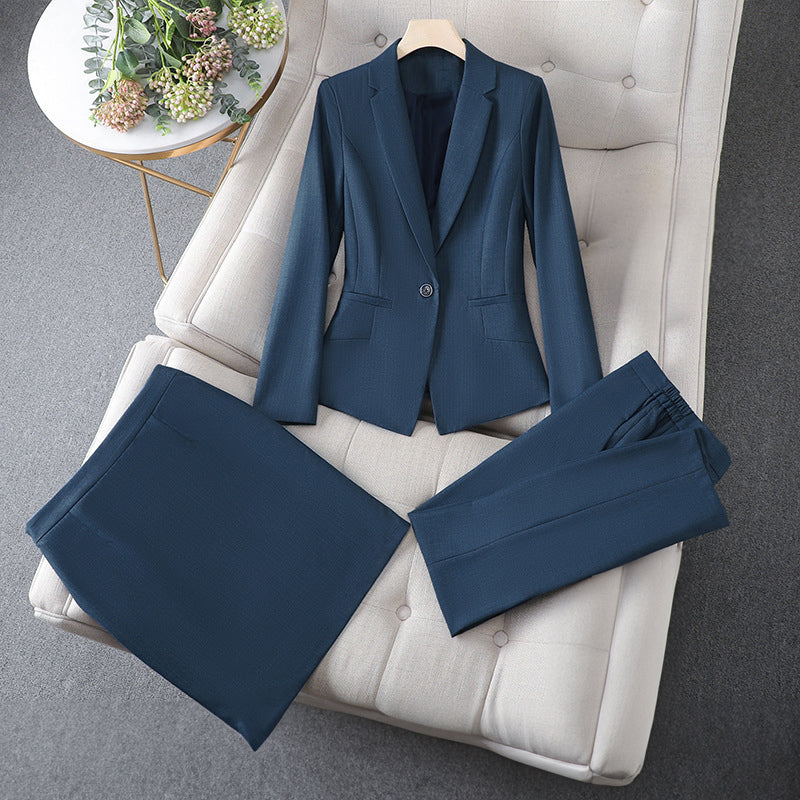 Ensemble Valentina Rossi Élégance Formelle Trois Pièces Jupe Genou Pantalon Crayon Blazer Sur Mesure