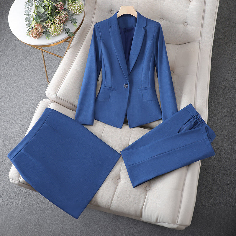 Ensemble Valentina Rossi Élégance Formelle Trois Pièces Jupe Genou Pantalon Crayon Blazer Sur Mesure