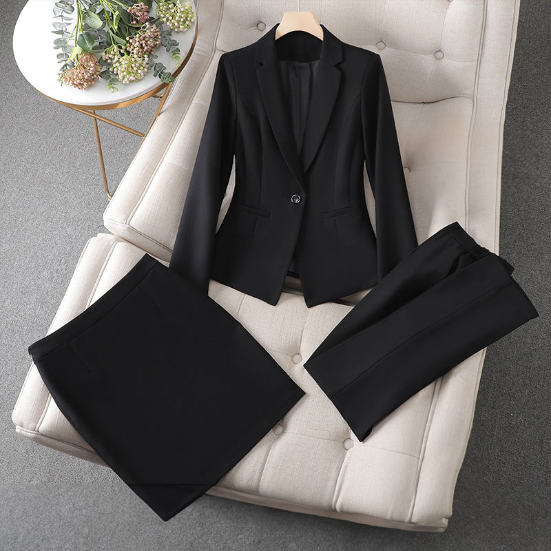 Ensemble Valentina Rossi Élégance Formelle Trois Pièces Jupe Genou Pantalon Crayon Blazer Sur Mesure