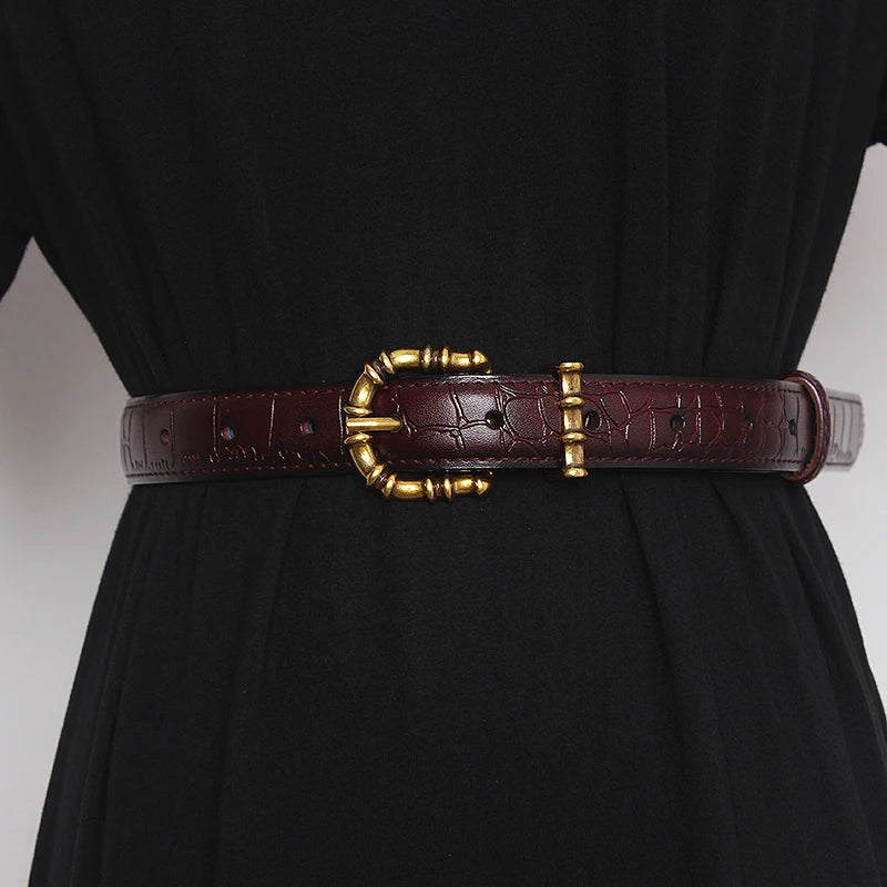 Valentina Rossi Luce D Oro Ceinture Baroque En Cuir Véritable Avec Boucle Sculpturale Amawinc