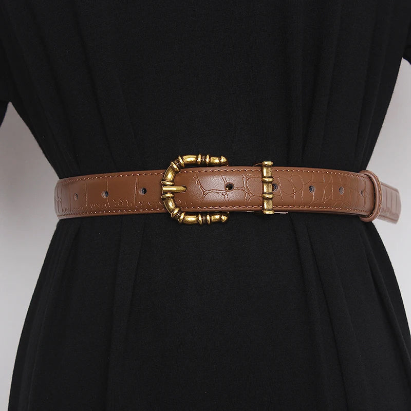 Valentina Rossi Luce D Oro Ceinture Baroque En Cuir Véritable Avec Boucle Sculpturale Amawinc