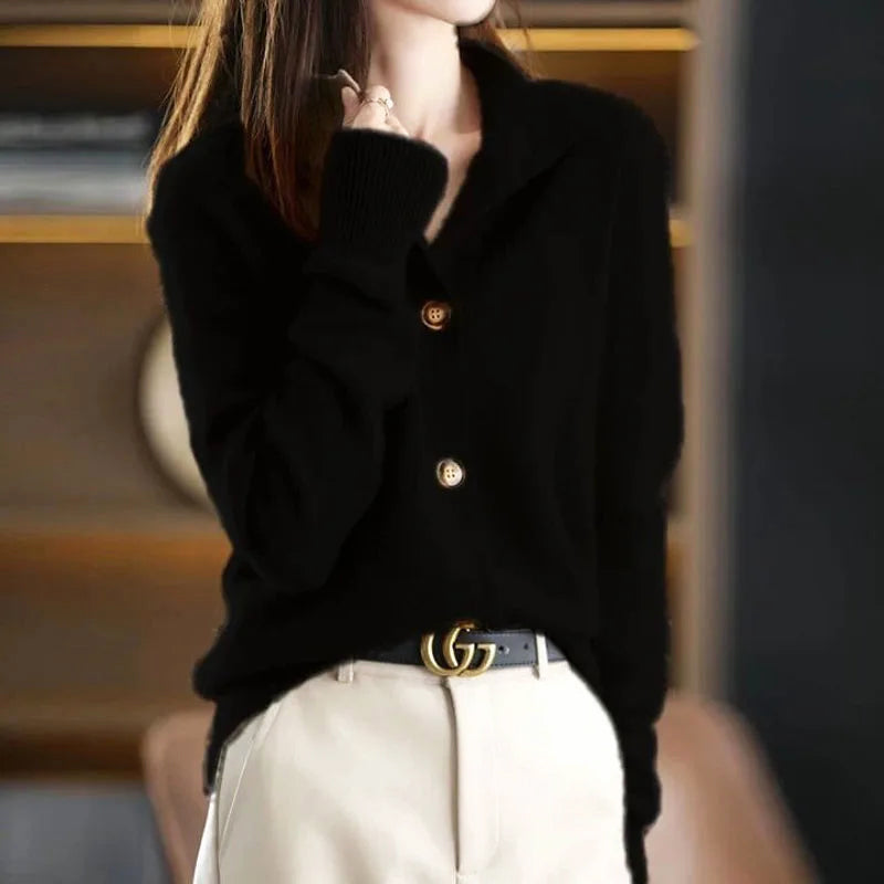 Cardigan Lush Harmony Valentina Rossi Pour Femme Avec Col Haut Et Boutons Asymétriques