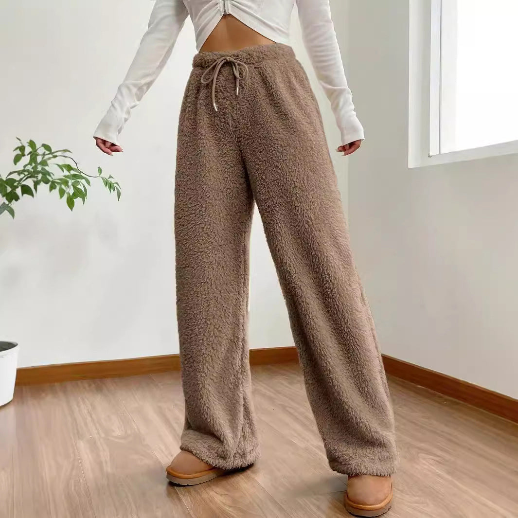 Pantalon En Fausse Fourrure Moelleuse Valentina Rossi Silhouette Large Confort Extrême Et Style Décontracté Chic