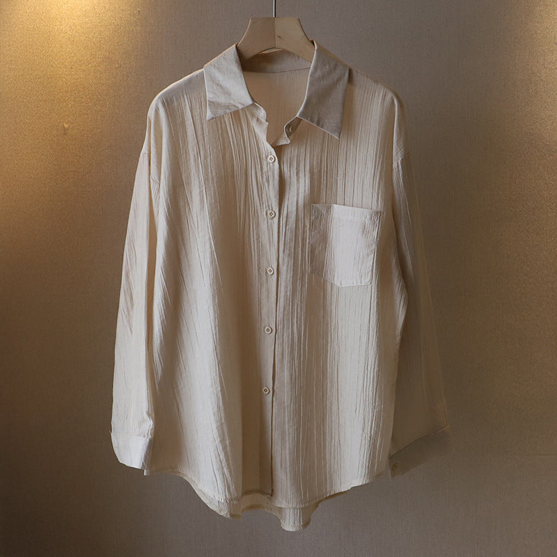 Chemise Rocroi Ultra Légère Semi Transparente Couleurs Pastel Texture Verticale Valentina Rossi Chic