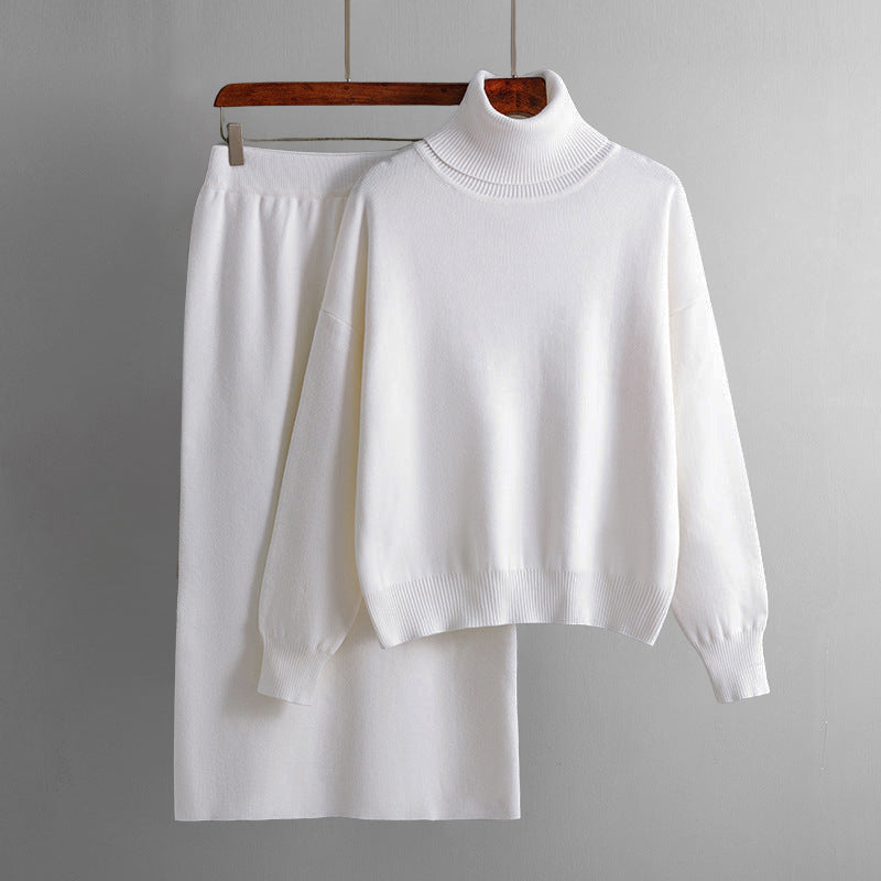 Valentina Rossi Ensemble Urban Grace Jupe Midi Et Pull Col Roulé En Mélange Coton Doux