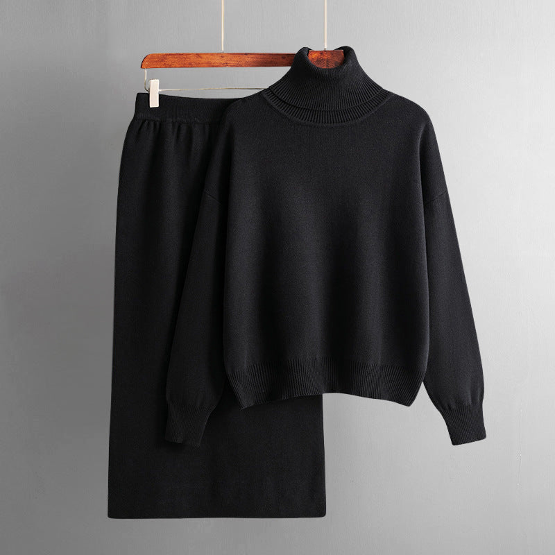 Valentina Rossi Ensemble Urban Grace Jupe Midi Et Pull Col Roulé En Mélange Coton Doux