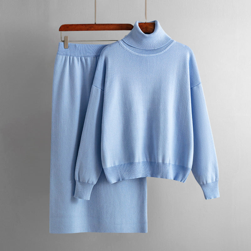 Valentina Rossi Ensemble Urban Grace Jupe Midi Et Pull Col Roulé En Mélange Coton Doux