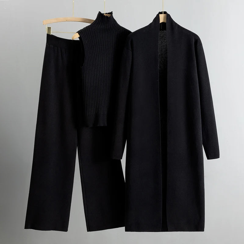 Ensemble Isabella Trois Pièces Cardigan Duster Décontracté Confort Chic Pour le Quotidien