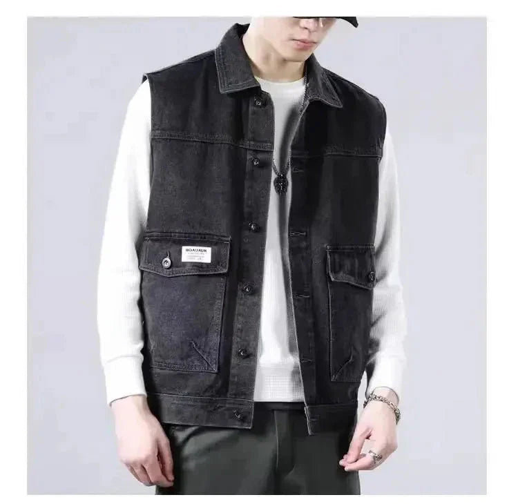Veste en Denim Van Classic Coupe Moderne Durable avec Poches Avant Boutonnage pour Layering