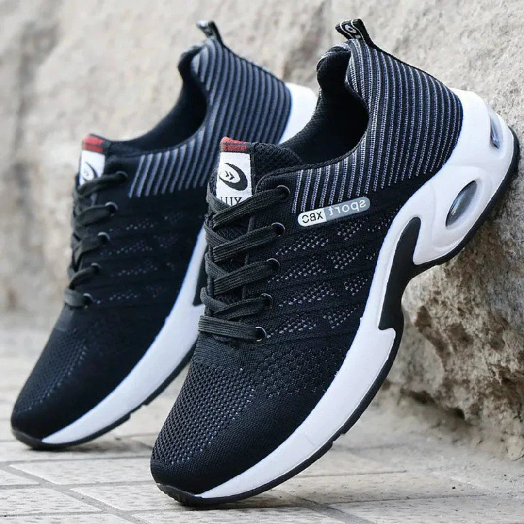 Amawinc Van Chaussures de Course Ultra Légères pour Homme Avec Dessus Maille Tricot Rayé et Semelle Rembourrée