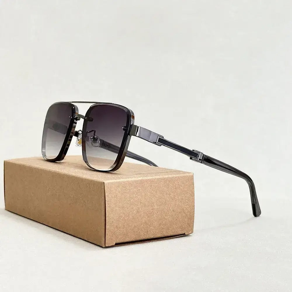 Lunettes De Soleil Vanguard Edge Avec Lentilles Aviateur Carrées Finitions Or Dégradé Protection UV400