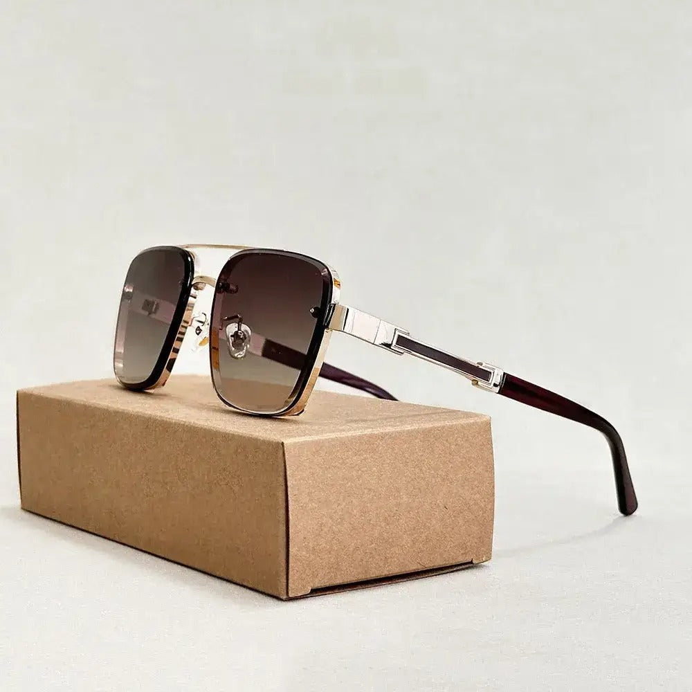 Lunettes De Soleil Vanguard Edge Avec Lentilles Aviateur Carrées Finitions Or Dégradé Protection UV400