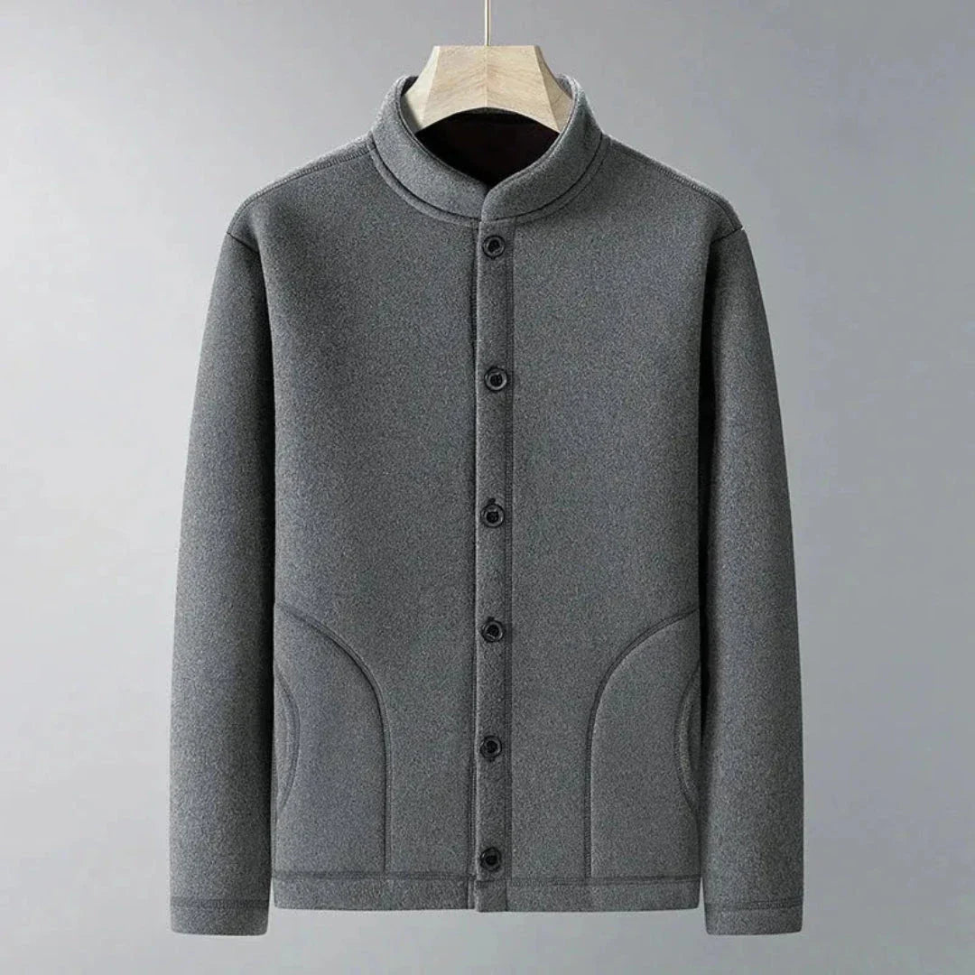 Cardigan Boutonné À Col Montant En Mélange Polyester Haut De Gamme Pour Un Style Décontracté Et Élégant