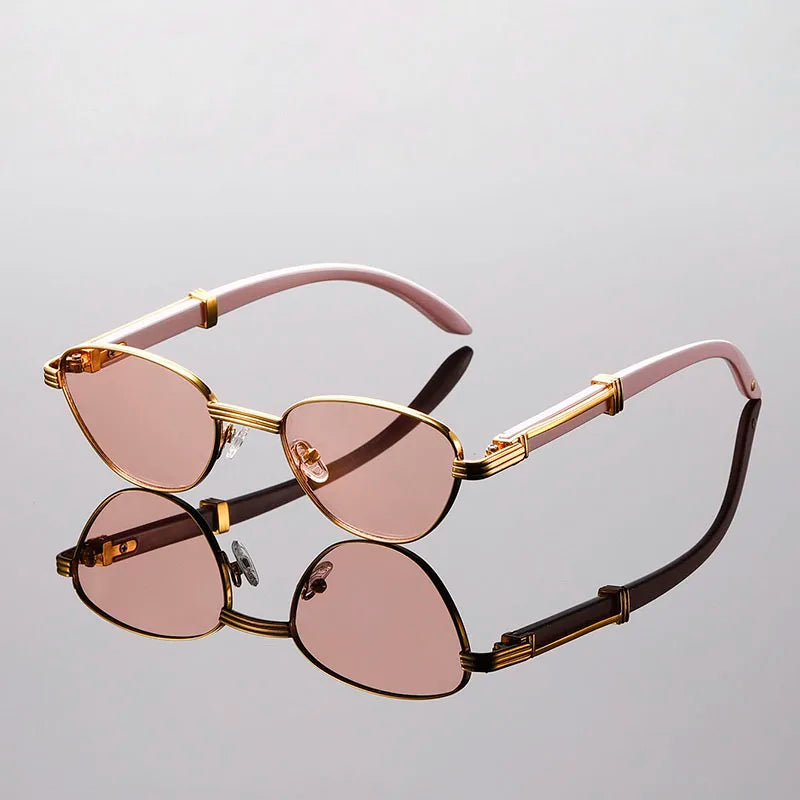 Lunettes de Soleil Velora Catcut Oeil de Chat Vintage avec Tempes Imprimés Serpent Style Métal Poli UV400