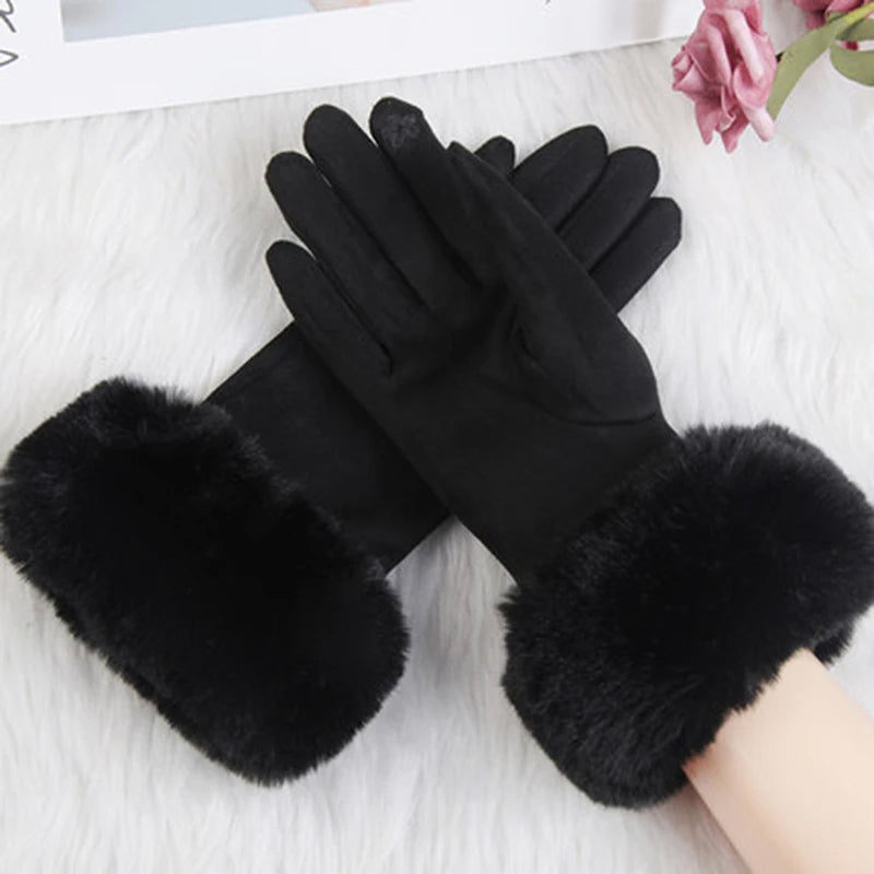 Gants Hiver VeluLuxe En Fourrure Fausse Avec Poignet Fourrure Douce Et Chic Pour Temps Froids