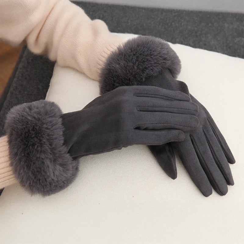 Gants Hiver VeluLuxe En Fourrure Fausse Avec Poignet Fourrure Douce Et Chic Pour Temps Froids
