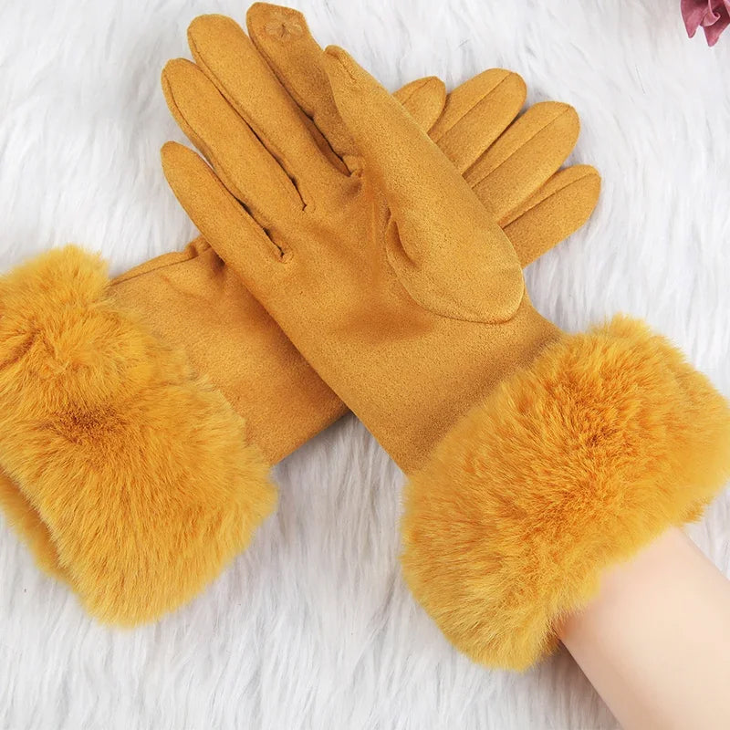 Gants Hiver VeluLuxe En Fourrure Fausse Avec Poignet Fourrure Douce Et Chic Pour Temps Froids