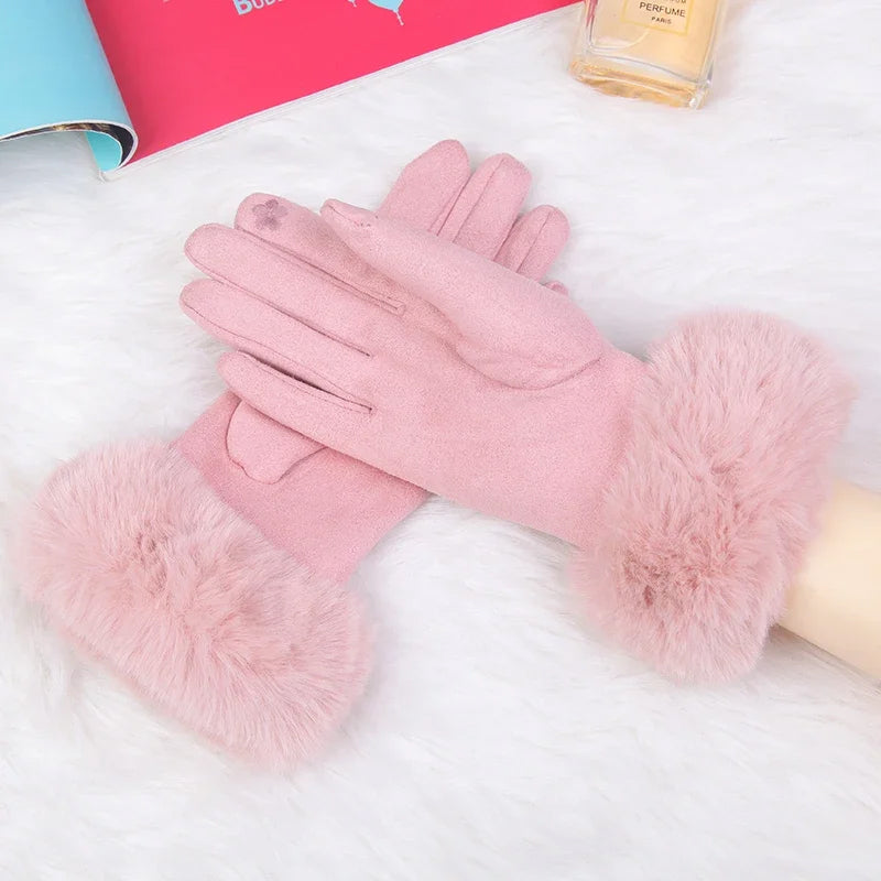 Gants Hiver VeluLuxe En Fourrure Fausse Avec Poignet Fourrure Douce Et Chic Pour Temps Froids