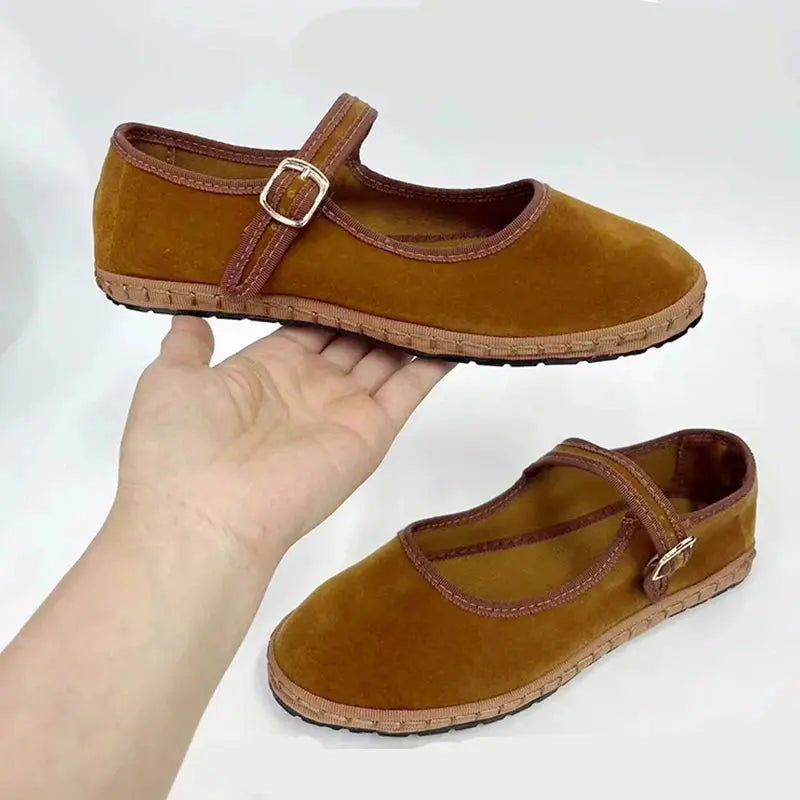 Amawinc Ballerines Velours pour Femmes Élégantes et Confortables Modèle Mary Jane Chic Quotidien