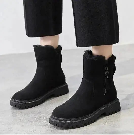Amawinc Bottes de Neige Velours pour Femmes Chaudes et Élégantes Chaussures d'Hiver