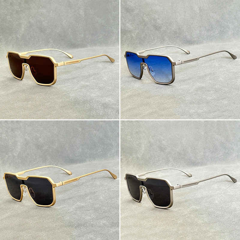 Lunettes De Soleil Métalliques Vento Blu Or Argent Quatre Coloris Avec Deux Offerts Style Punk Rétro