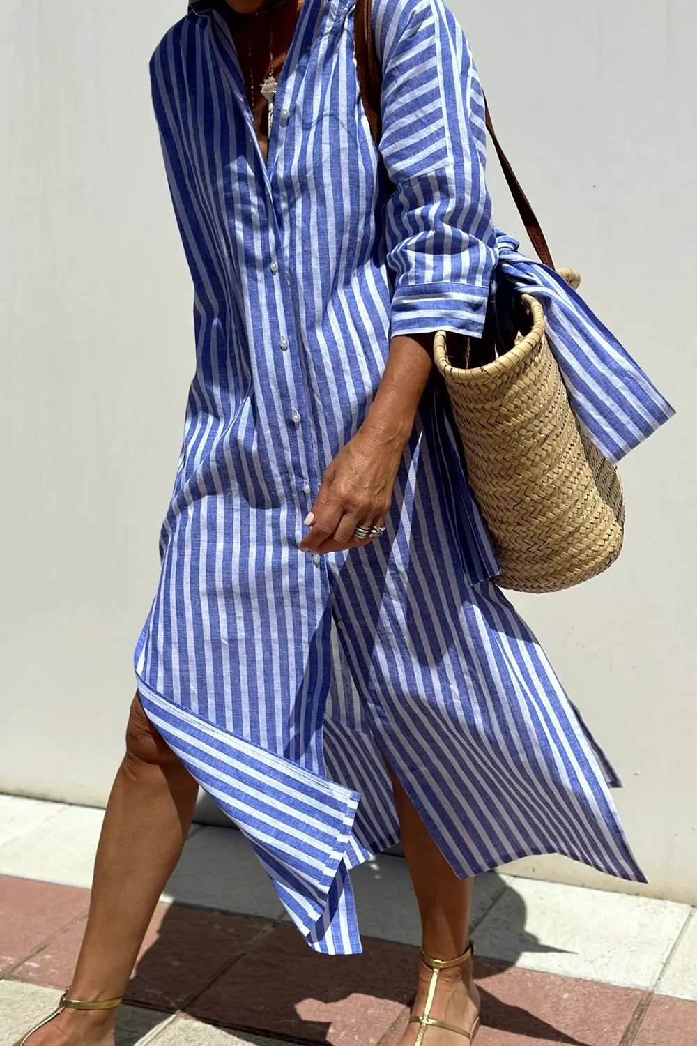 Robe Chemise À Rayures Verticales Pour Femme Confort Et Élégance Décontractée Quotidienne